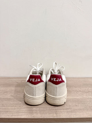 Veja V-10 B-Mesh/Suede Lace-Up Trainers Sneakers Natural Marsala Women's Size 6
