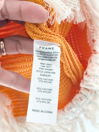 Frame crochet top with fringe, M