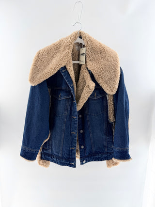 Free People denim and faux shearling jacket, S