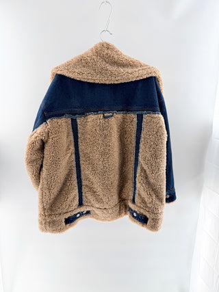 Free People denim and faux shearling jacket, S