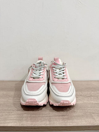 Balmain Racer Suede/Mesh Low-Top Chunky B-Court Sneakers White/Pink Women's 6