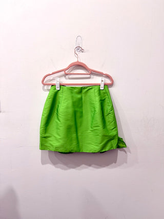 Sandro Tafetta High Waisted Ruffle Mini Skirt Bright Green Women's 38 FR / US 6