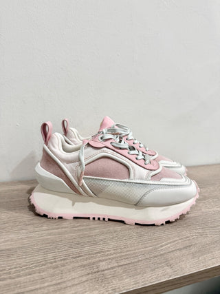 Balmain Racer Suede/Mesh Low-Top Chunky B-Court Sneakers White/Pink Women's 6