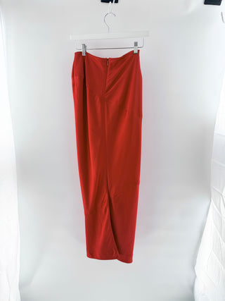 House of CB Colette Satin Low Waist Bodycon Maxi Skirt Scarlet Red Women's Size XS