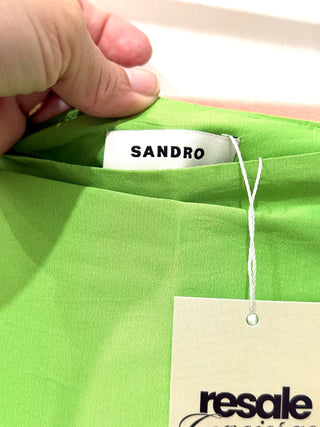 Sandro Tafetta High Waisted Ruffle Mini Skirt Bright Green Women's 38 FR / US 6