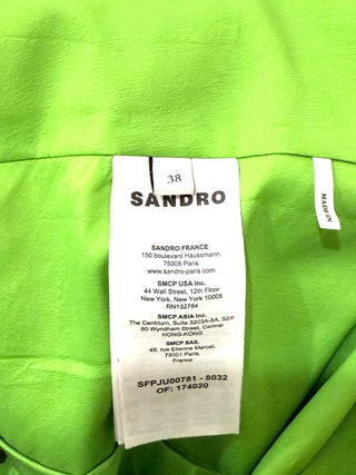 Sandro Tafetta High Waisted Ruffle Mini Skirt Bright Green Women's 38 FR / US 6