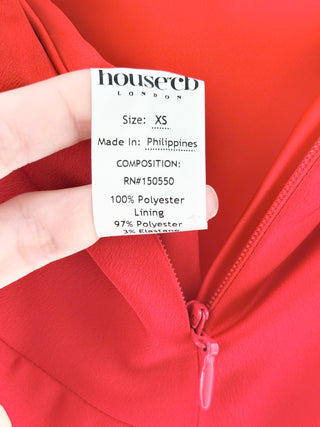House of CB Colette Satin Low Waist Bodycon Maxi Skirt Scarlet Red Women's Size XS