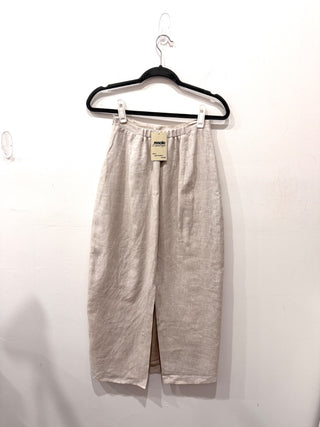 Dissh 100% Linen High Waisted Back Vent Maxi Skirt Beige Women's Size 4