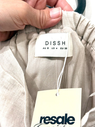 Dissh 100% Linen High Waisted Back Vent Maxi Skirt Beige Women's Size 4