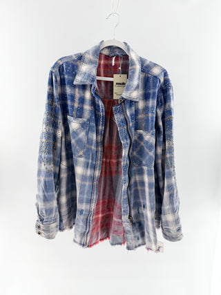 Free People shacket plaid studded detail, M