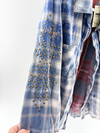 Free People shacket plaid studded detail, M
