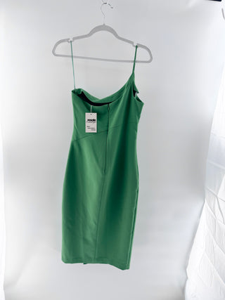 Likely Sleeveless One-Shoulder Side Slit Bodycon Midi Dress Green Women's Size 6