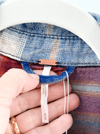 Free People shacket plaid studded detail, M