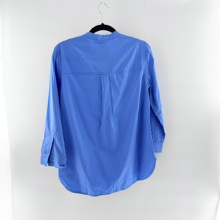 Tory Burch 100% Cotton Embellished 3/4 Sleeve Blouse Top Blue Women's Size 6