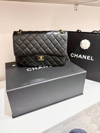 CHANEL lamb leather quilted classic double flap jumbo bag, jumbo