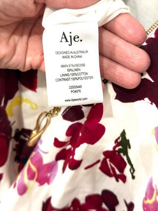Aje Suzette Floral Bubble Hem Mini Dress Roses of Provence Print AUS 8 / US 4