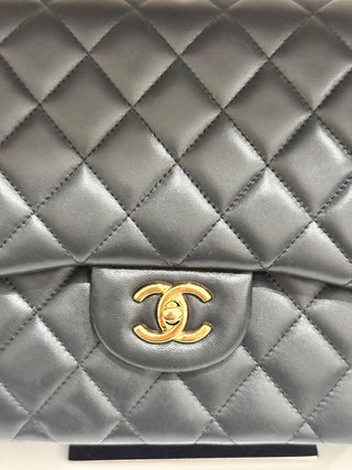 CHANEL lamb leather quilted classic double flap jumbo bag, jumbo