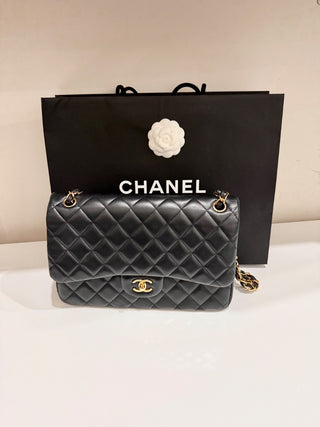 CHANEL lamb leather quilted classic double flap jumbo bag, jumbo