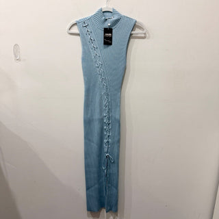 Jonathan Simkhai Ava Lace-Up Ribbed Bodycon Midi Dress Baby Blue Women's Size XS
