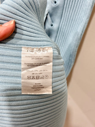 Jonathan Simkhai Ava Lace-Up Ribbed Bodycon Midi Dress Baby Blue Women's Size XS