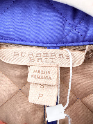 Burberry Brit Diamond Quilted Long Sleeve Buttoned Puffer Jacket Blue Womens S