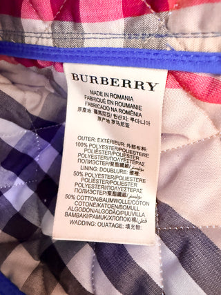Burberry Brit Diamond Quilted Long Sleeve Buttoned Puffer Jacket Blue Womens S