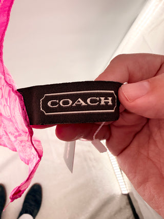 Coach silk long logo scarf