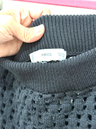 Mango Crochet Set: Open Knit Sleeveless Top & Midi Skirt Black Women's Size S