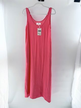 Xirena Gauze Cotton Sleeveless Scoop Neck Casual Midi Tank Dress Pink Women's M