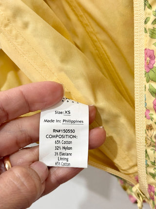 House of CB Poppy Vintage Floral Print Cropped Corset Top Yellow Women's Size XS