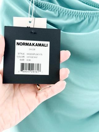 NWT Norma Kamali Diana Asymmetrical Ruched Bodycon Dress Vintage Mint Women's S
