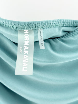 NWT Norma Kamali Diana Asymmetrical Ruched Bodycon Dress Vintage Mint Women's S