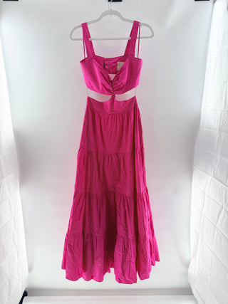 Coolrated Miami Pink Cotton  cut-out maxi dress, S