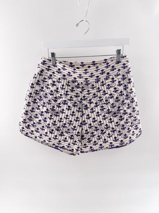 Claudie Pierlot Embroidered shorts with floral detailing & quilted stitching, 40