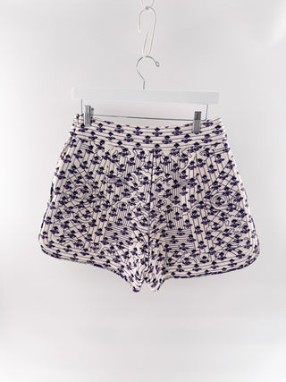 Claudie Pierlot Embroidered shorts with floral detailing & quilted stitching, 40