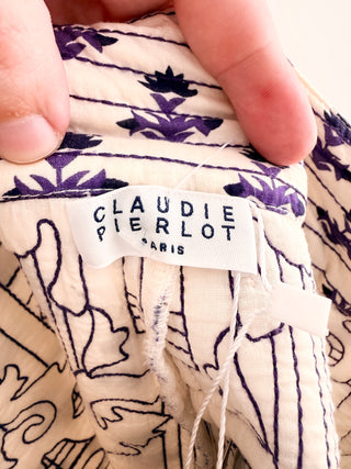 Claudie Pierlot Embroidered shorts with floral detailing & quilted stitching, 40