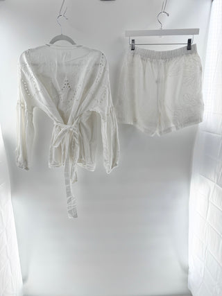 irupe White embroidered cotton wrap set, XS/S