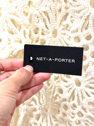 NWT Norma Kamali Off Shoulder Raglan Crochet Cover-Up Top Cream Women's Size S