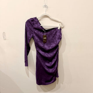 Privacy Please Kerry Satin Asymmetric One Shoulder Mini Dress Purple Women's XS