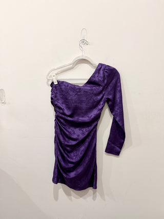 Privacy Please Kerry Satin Asymmetric One Shoulder Mini Dress Purple Women's XS