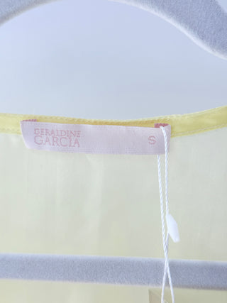 Geraldine Garcia Yellow ruched satin matching set, S