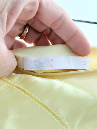Geraldine Garcia Yellow ruched satin matching set, S