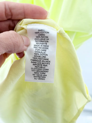 Haute Hippie Cotton Smocked Tiered A-Line Midi Dress Yellow Lime Women's Size XS