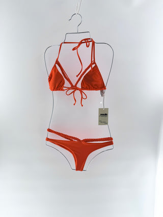 Luli Fama Orange braided strappy bikini set, XS/S