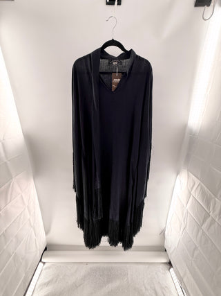 Taller Marmo Aysmmetric kaftan with layered fringe trim, os