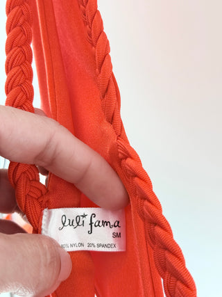 Luli Fama Orange braided strappy bikini set, XS/S