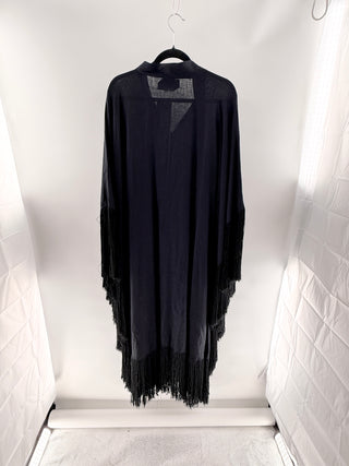 Taller Marmo Aysmmetric kaftan with layered fringe trim, os