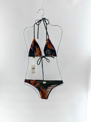 Mar de Mar Tropical print fringed bikini set, S