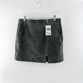 Blank NYC Suede High Rise A-Line Mini Skirt with Zipper Dark Green Womens 29 / 8