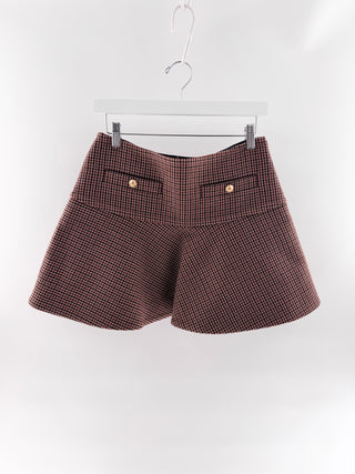 Celine Houndstooth tailored shorts with gold tone button details, 38